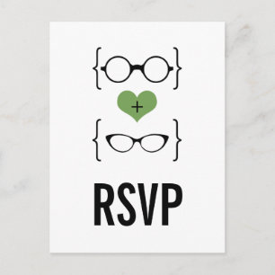 Tarjeta postal RSVP de Green Geeky Glasses