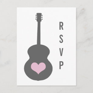 Tarjeta postal RSVP de Gris/Guitarra Rosa