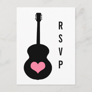 Tarjeta postal RSVP de Guitarra Rosa/Negro