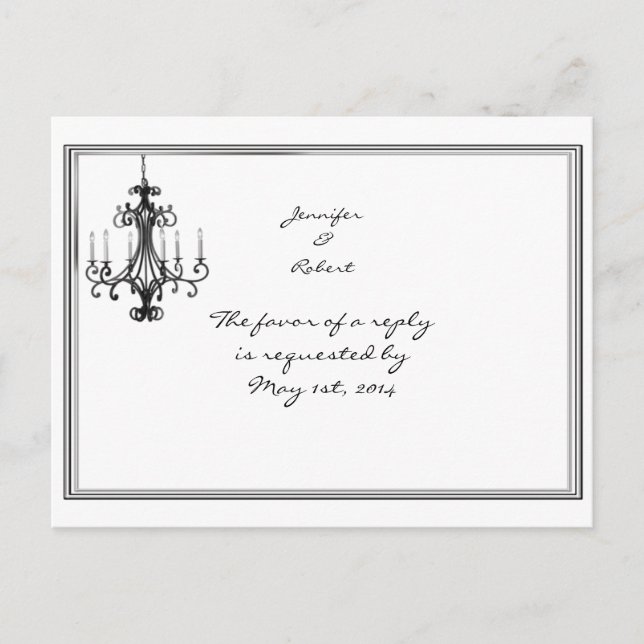 Tarjeta postal RSVP de Hollywood Glamour Chandelie (Anverso)