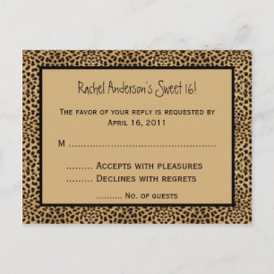 Tarjeta postal RSVP de impresión Leopardo