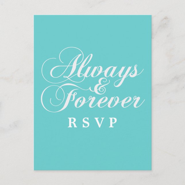 Tarjeta postal RSVP de Ivory Always y Forever Wedd (Anverso)