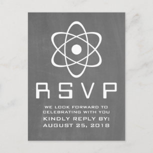 Tarjeta postal RSVP de Ivory Atomic Chalkboard