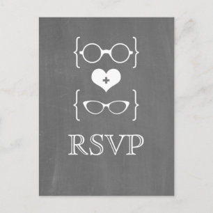 Tarjeta postal RSVP de Ivory Geeky Glasses Chalkbo
