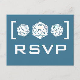Tarjeta postal RSVP de jugador de dados azul D20