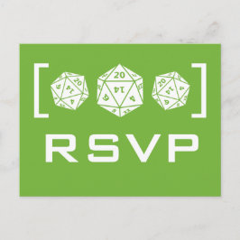 Tarjeta postal RSVP de jugador de dados verde D20