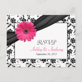 Tarjeta postal RSVP de la boda Daisy Damask de col
