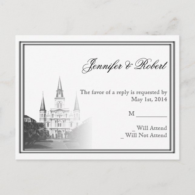 Tarjeta postal RSVP de la boda de destino de Nueva (Anverso)
