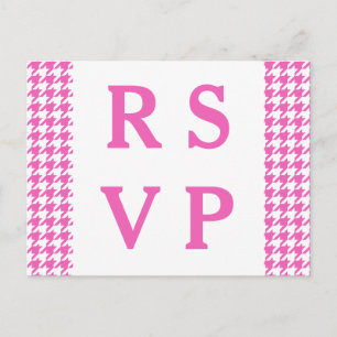 Tarjeta postal RSVP de la boda de Houndstoth rosa