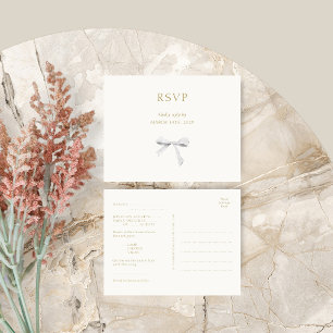 Tarjeta postal RSVP de la boda de la cinta blanca 