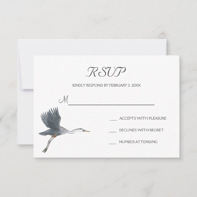 Tarjeta postal RSVP de la boda de la Gran Garza Az (Anverso)