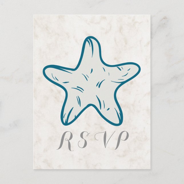 Tarjeta postal RSVP de la boda de Starfish Rustic  (Anverso)