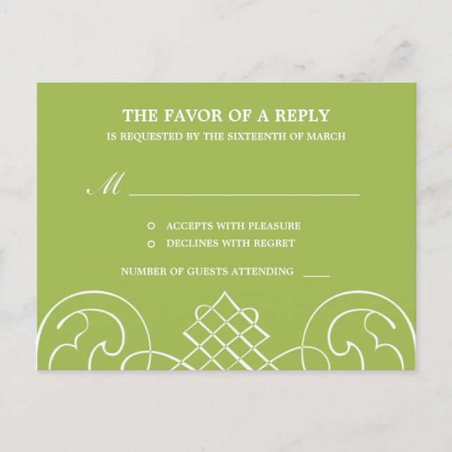 Tarjeta postal RSVP de la boda de Swirls en huelga (Anverso)