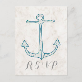 Tarjeta postal RSVP de la boda del Ancla Rústico A