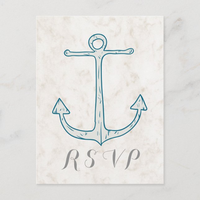 Tarjeta postal RSVP de la boda del Ancla Rústico A (Anverso)