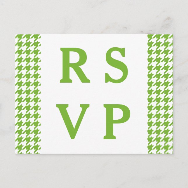 Tarjeta postal RSVP de la boda Houndstoth (Anverso)