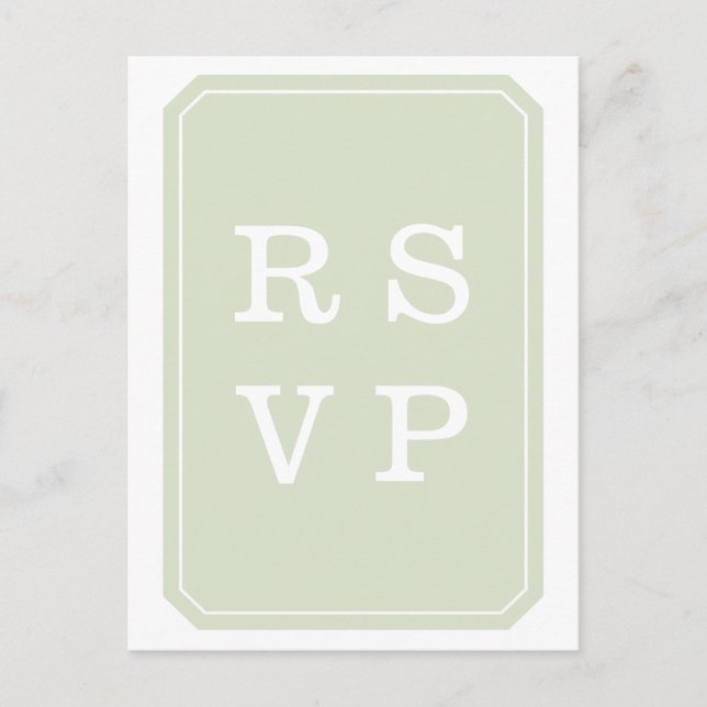 Tarjeta postal RSVP de la boda verde simple y eleg (Anverso)