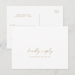 Tarjeta postal RSVP de la Canción Gold Moderna