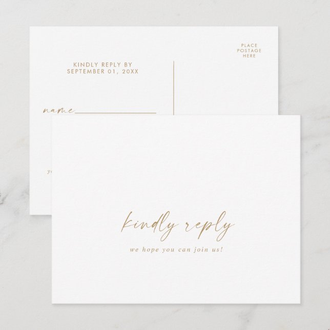 Tarjeta postal RSVP de la Canción Gold Moderna (Anverso / Reverso)