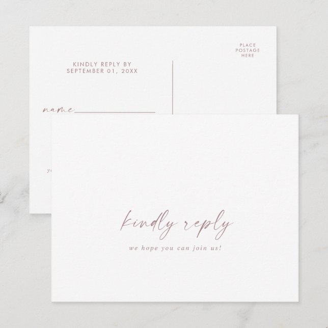 Tarjeta postal RSVP de la canción moderna de Rosa  (Anverso / Reverso)