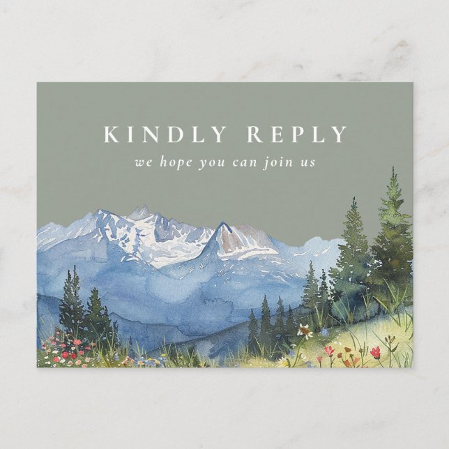 Tarjeta postal RSVP de la Canción Sage Green Mount (Anverso)