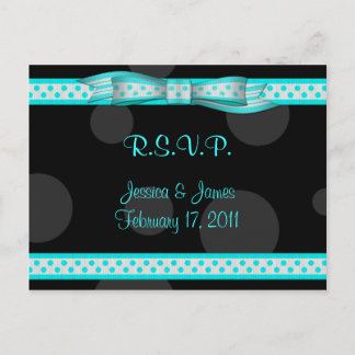 Tarjeta postal RSVP de la cinta de puntos Aqua Blu