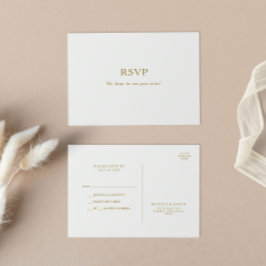 Tarjeta postal RSVP de la clásica boda de oro Mini