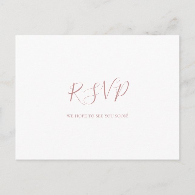 Tarjeta postal RSVP de la elegante y simple boda d (Anverso)