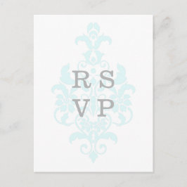 Tarjeta postal RSVP de la sutil boda de la damásca