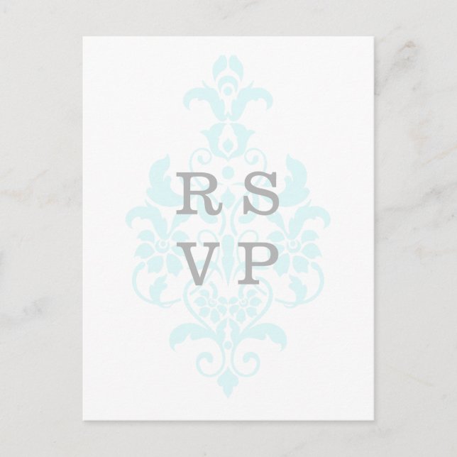 Tarjeta postal RSVP de la sutil boda de la damásca (Anverso)