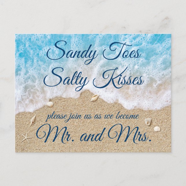 Tarjeta postal RSVP de las olas de la playa azul (Anverso)