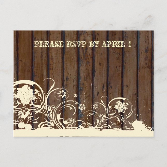 Tarjeta postal RSVP de madera oscura (Anverso)