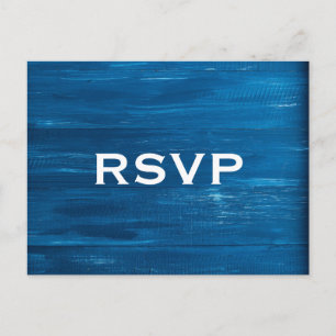 Tarjeta postal RSVP de madera pintada azul