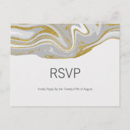 Tarjeta postal RSVP de Mármol Moderno y Boda de Or