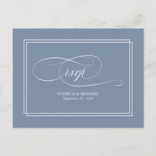Tarjeta postal RSVP de matrimonio simple y elegant (Anverso)