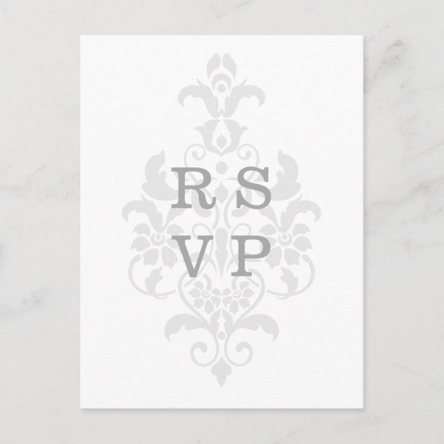 Tarjeta postal RSVP de matrimonio suave gris (Anverso)