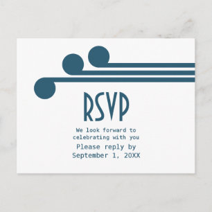 Tarjeta postal RSVP de Moda de deco simple azul