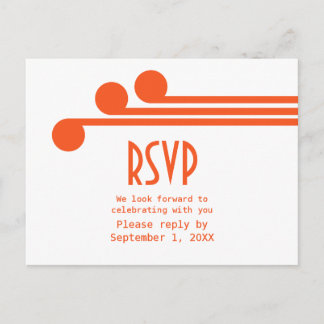 Tarjeta postal RSVP de Moda de Deco simple naranja