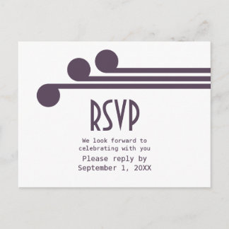 Tarjeta postal RSVP de Moda de deco simple púrpura