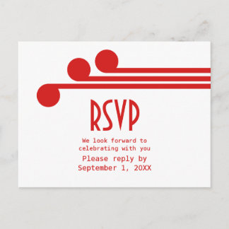 Tarjeta postal RSVP de Moda de Deco Simple Rojo