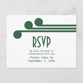 Tarjeta postal RSVP de Moda de Deco Simple Verde