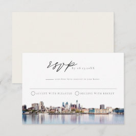 Tarjeta postal RSVP de PHILADELPHIA City Skyline