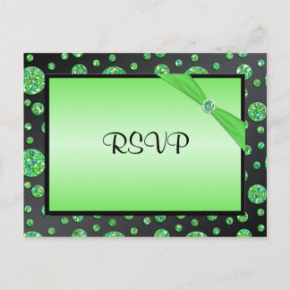 Tarjeta postal RSVP de punto Purpurinoso negro y l