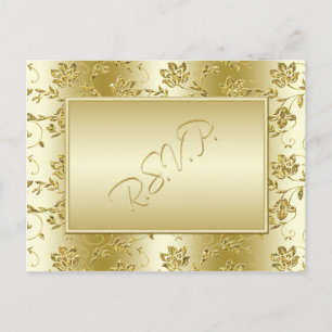 Tarjeta postal RSVP de Purpurina de oro (NO cabe c