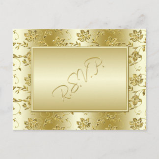 Tarjeta postal RSVP de Purpurina de oro (NO cabe c