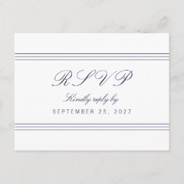 Tarjeta postal RSVP de respuesta de líneas azules 