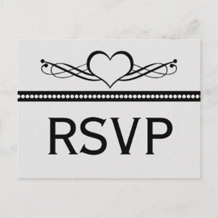 Tarjeta postal RSVP de Romantic Heart Swirls