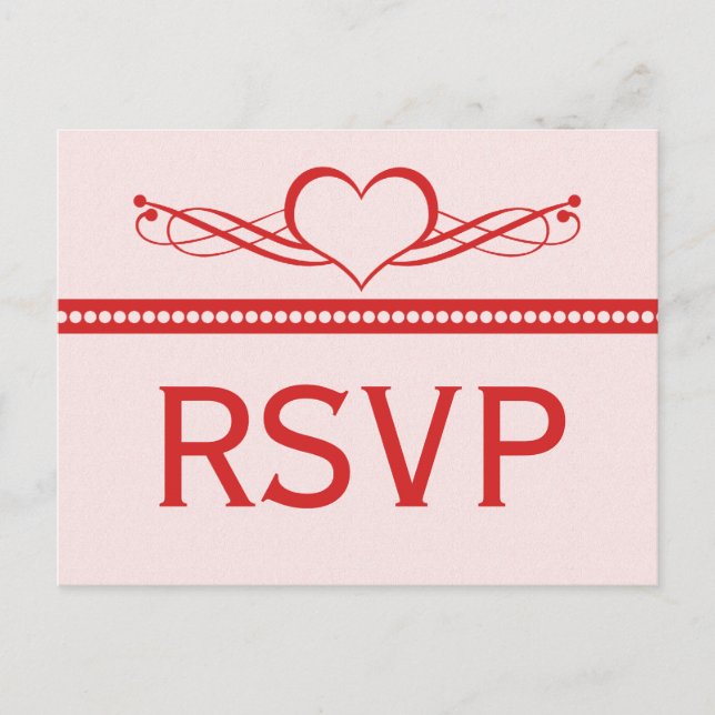 Tarjeta postal RSVP de Romantic Heart Swirls (Anverso)