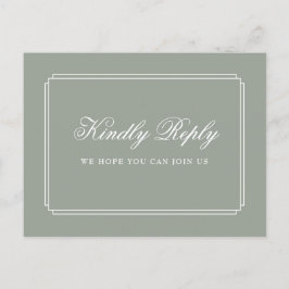 Tarjeta postal RSVP de Sage Green Art Deco