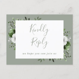 Tarjeta postal RSVP de Sage Green Floral Sage